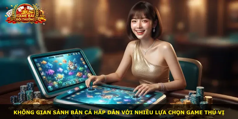 Không gian sảnh bắn cá hấp dẫn với nhiều lựa chọn game thú vị