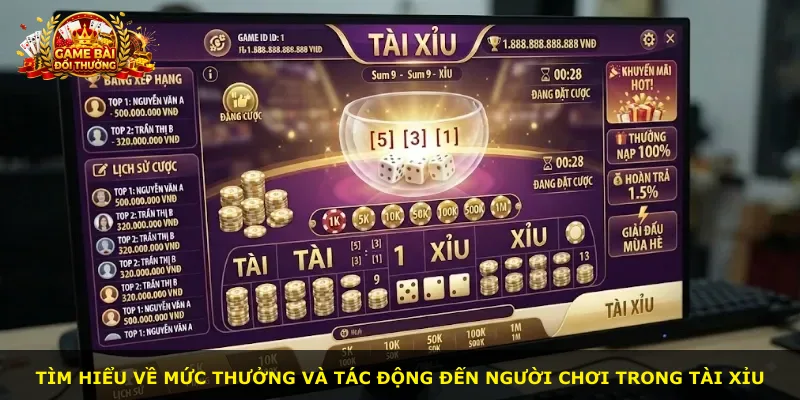 Tìm hiểu về mức thưởng và tác động đến người chơi trong tài xỉu